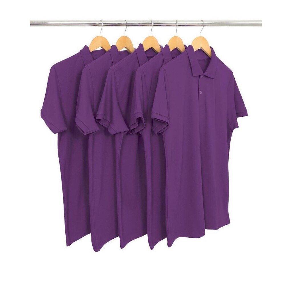 Kit 5 Camisas Gola Polo Piquet Masculinas Lisa