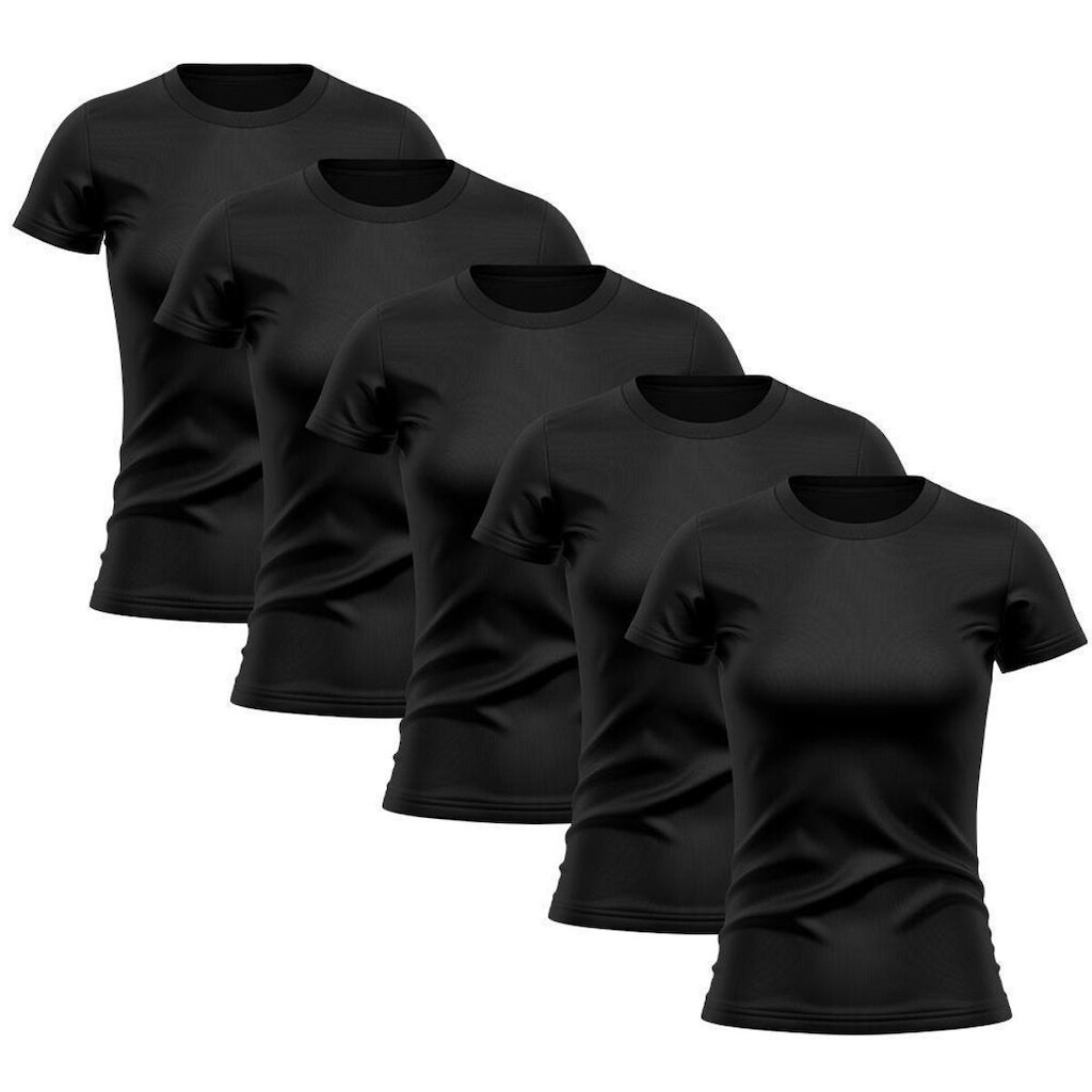 Kit 5 Camiseta Manga Curta Dry Proteção Solar UV Baby Look Feminina