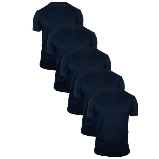 Kit 5 Camiseta Masculina Lisa Algodão Premium 30.1 Básica Casual - Preto Menor preço em Kit 5 Camiseta Masculina Lisa Algodão Premium 30.1 Básica Casual - Preto