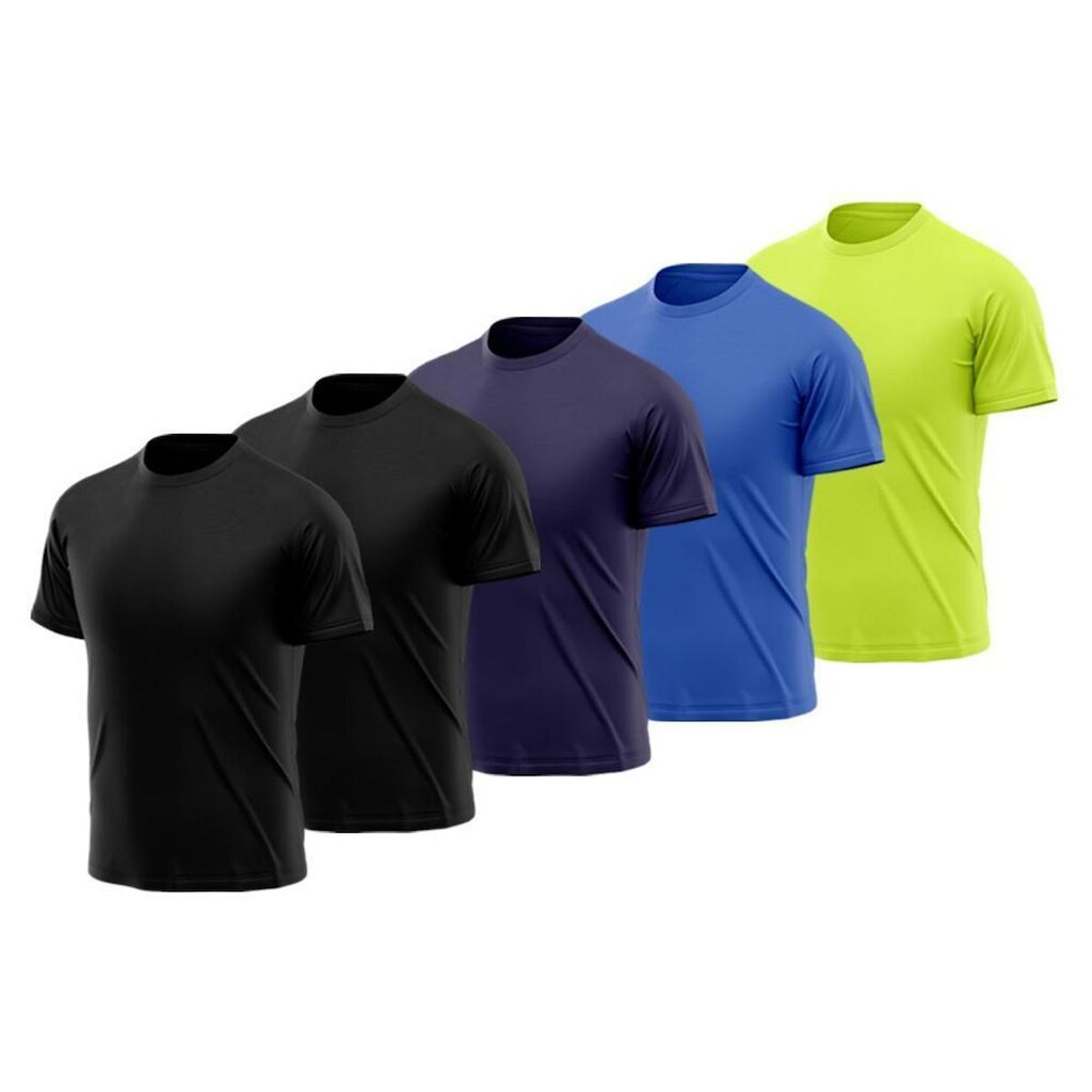 Kit 5 Camiseta Masculina Manga Curta Dry Proteção Solar