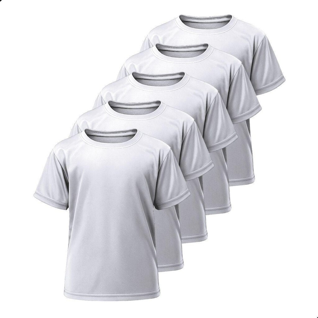 Kit 5 Camisetas Básicas Infantil Dry Lisa Tradicional Poliéster Confortável