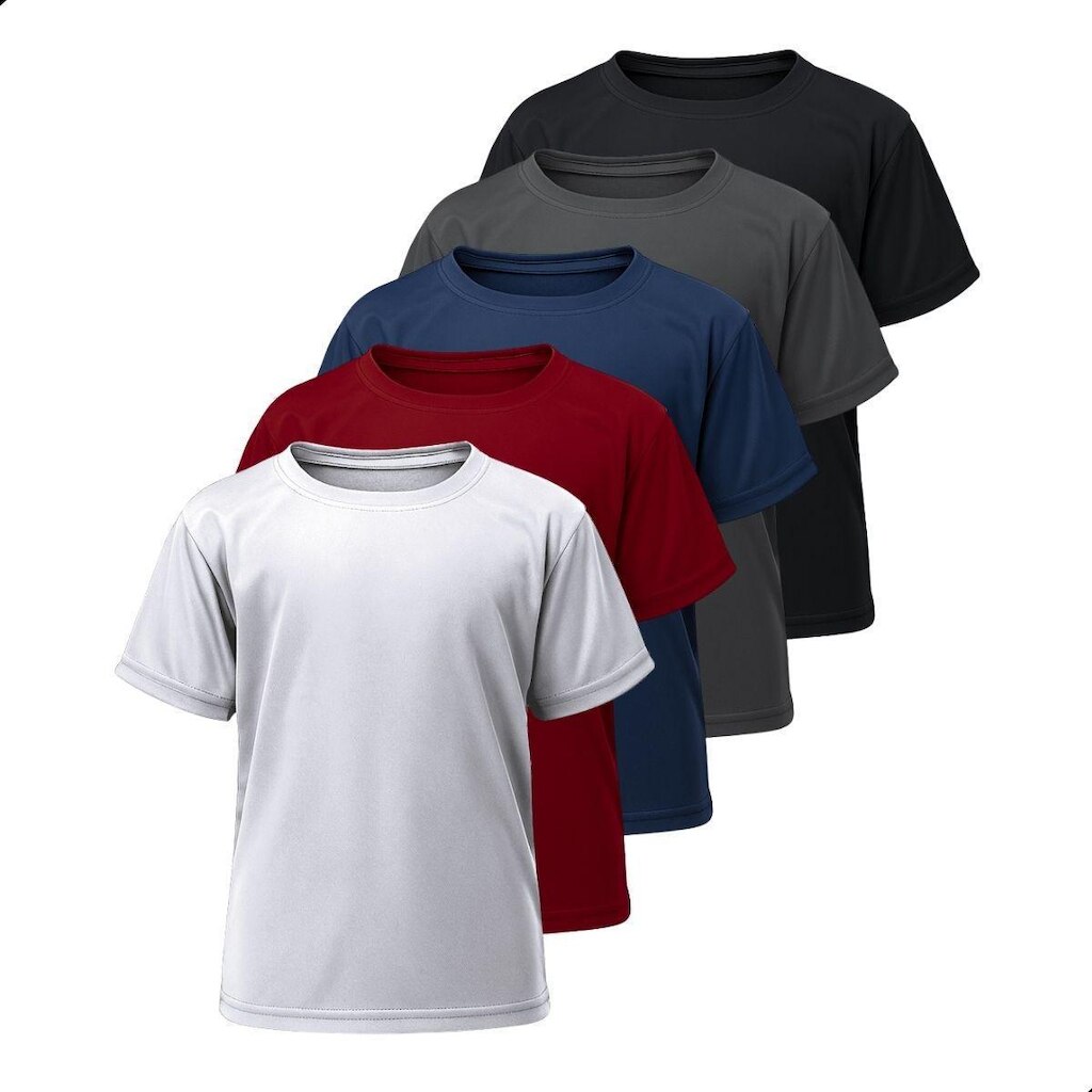 Kit 5 Camisetas Básicas Infantil Dry Lisa Tradicional Poliéster Confortável