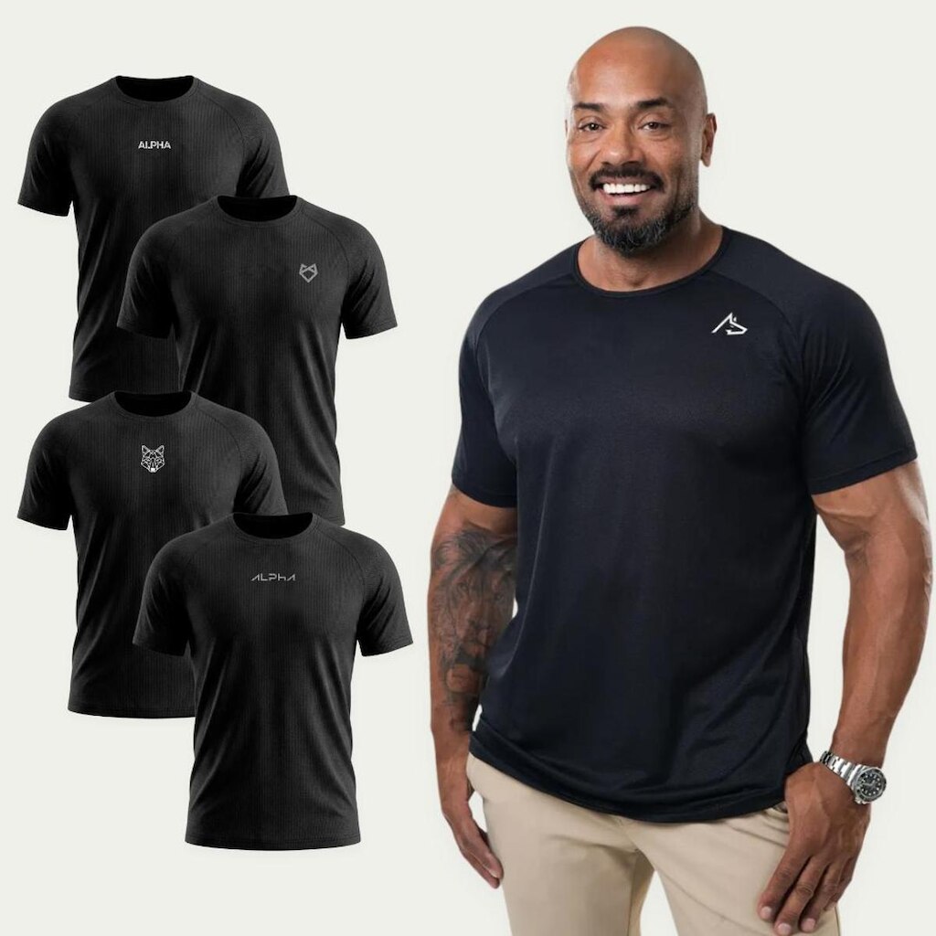 Kit 5 Camisetas Dry Black Esporte Alpha
