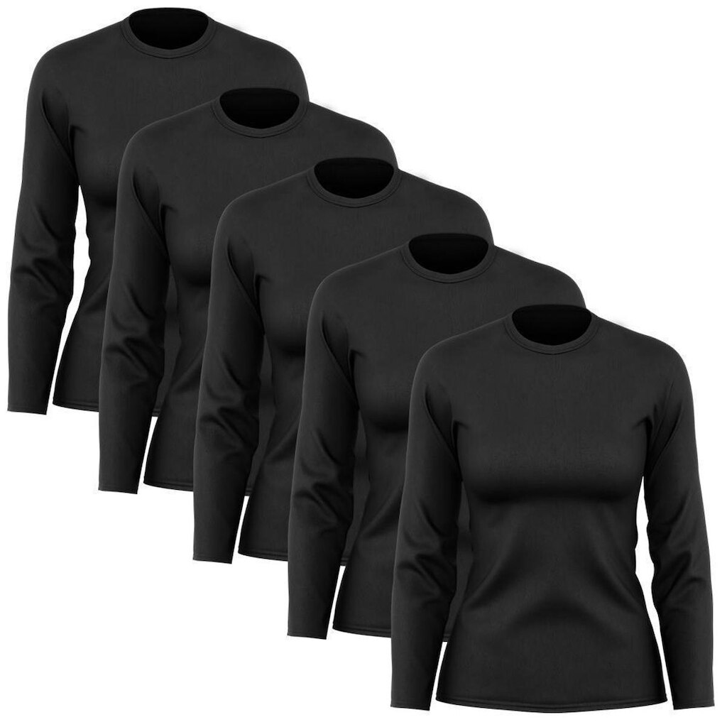 Kit 5 Camisetas Feminina Manga Longa Proteção Solar UV