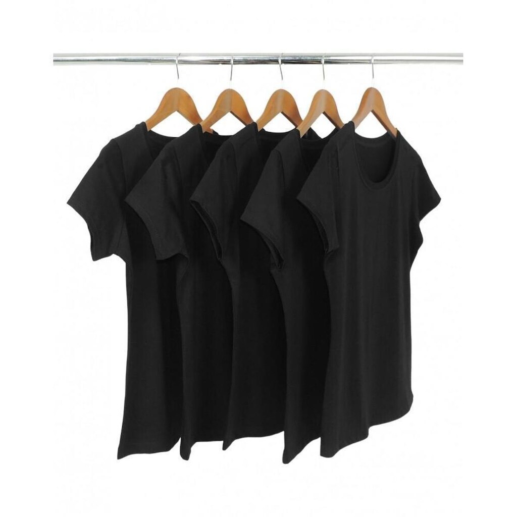 Kit 5 Camisetas Femininas de Algodão Premium Baby Look Básica Lisa
