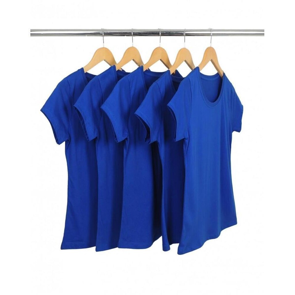 Kit 5 Camisetas Femininas de Algodão Premium Baby Look Básica Lisa