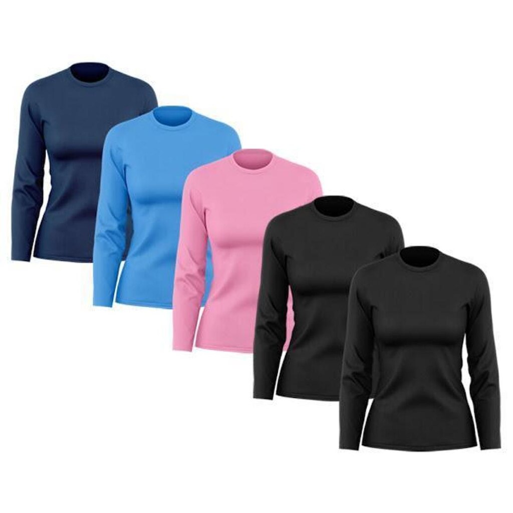 Kit 5 Camisetas Femininas Manga Longa Dry Proteção Uv