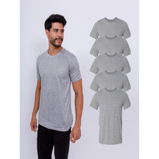 Kit 5 Camisetas Lisas Básicas Manga Curta 100% Poliester - Cinza Menor preço em Kit 5 Camisetas Lisas Básicas Manga Curta 100% Poliester - Cinza