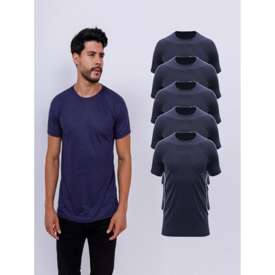 Kit 5 Camisetas Lisas Básicas Manga Curta 100% Poliester - Marinho Menor preço em Kit 5 Camisetas Lisas Básicas Manga Curta 100% Poliester - Marinho