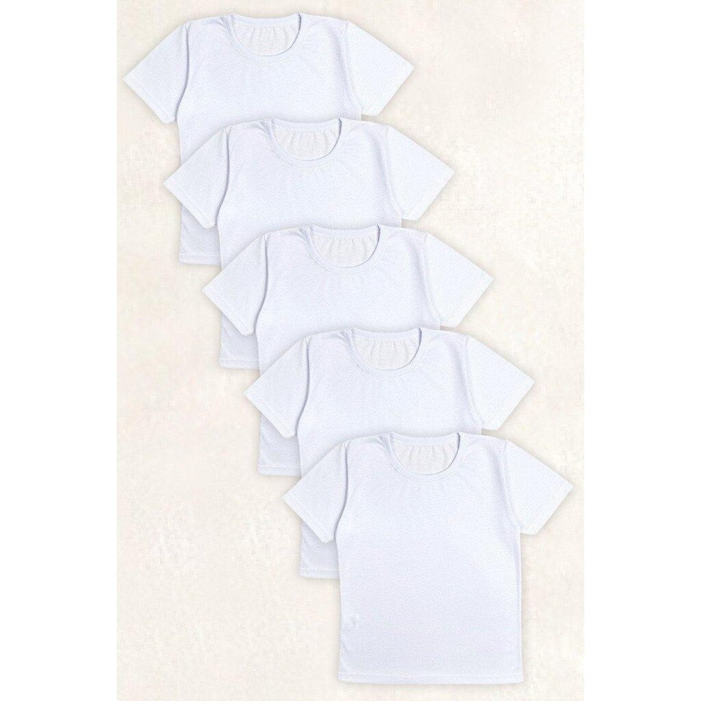 Kit 5 Camisetas Manga Curta Branco