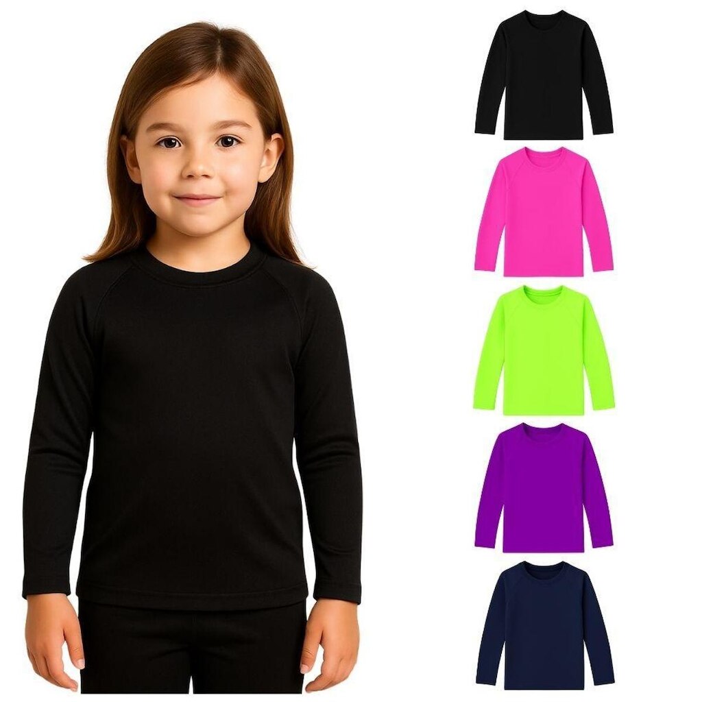 Kit 5 Camisetas Manga Longa Infantil Menina Proteção Solar