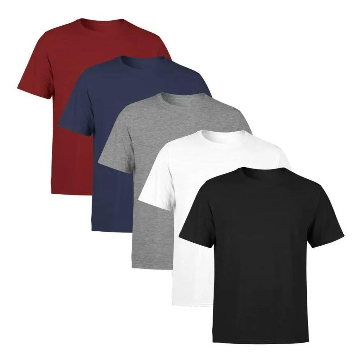 Kit 5 Camisetas Masculina Lisa Básica Gola Redonda Menor preço em Kit 5 Camisetas Masculina Lisa Básica Gola Redonda