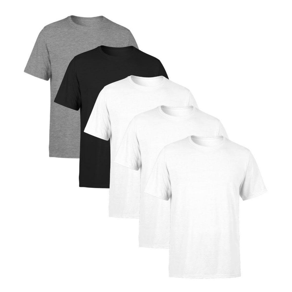 Kit 5 Camisetas Masculina Lisa Premium 100% Algodão
