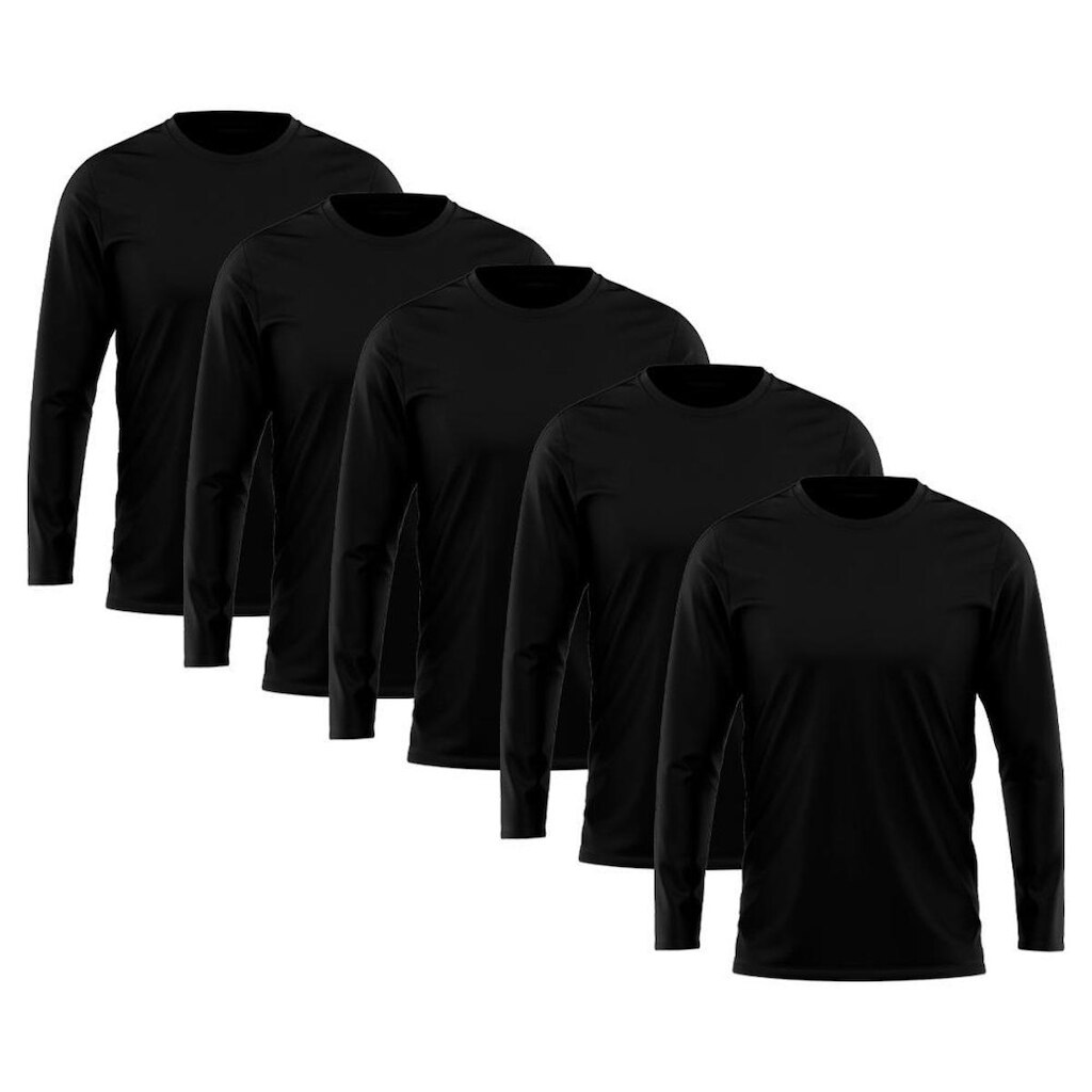 Kit 5 Camisetas Masculina Manga Longa Algodão Premium