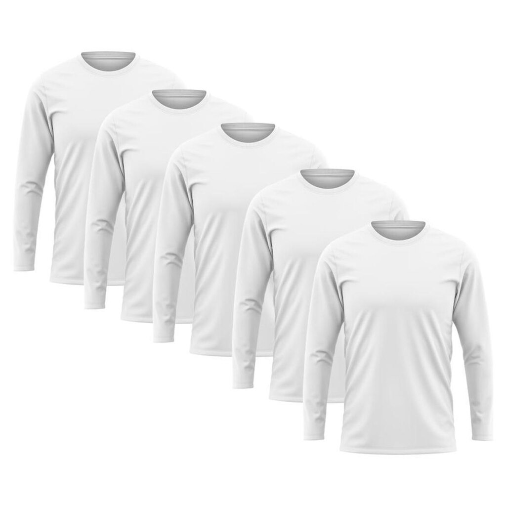 Kit 5 Camisetas Masculina Manga Longa Algodão Premium