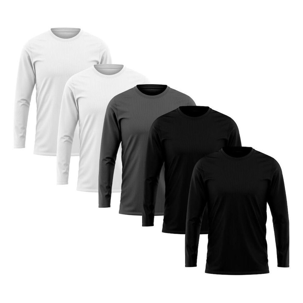 Kit 5 Camisetas Masculina Manga Longa Algodão Premium