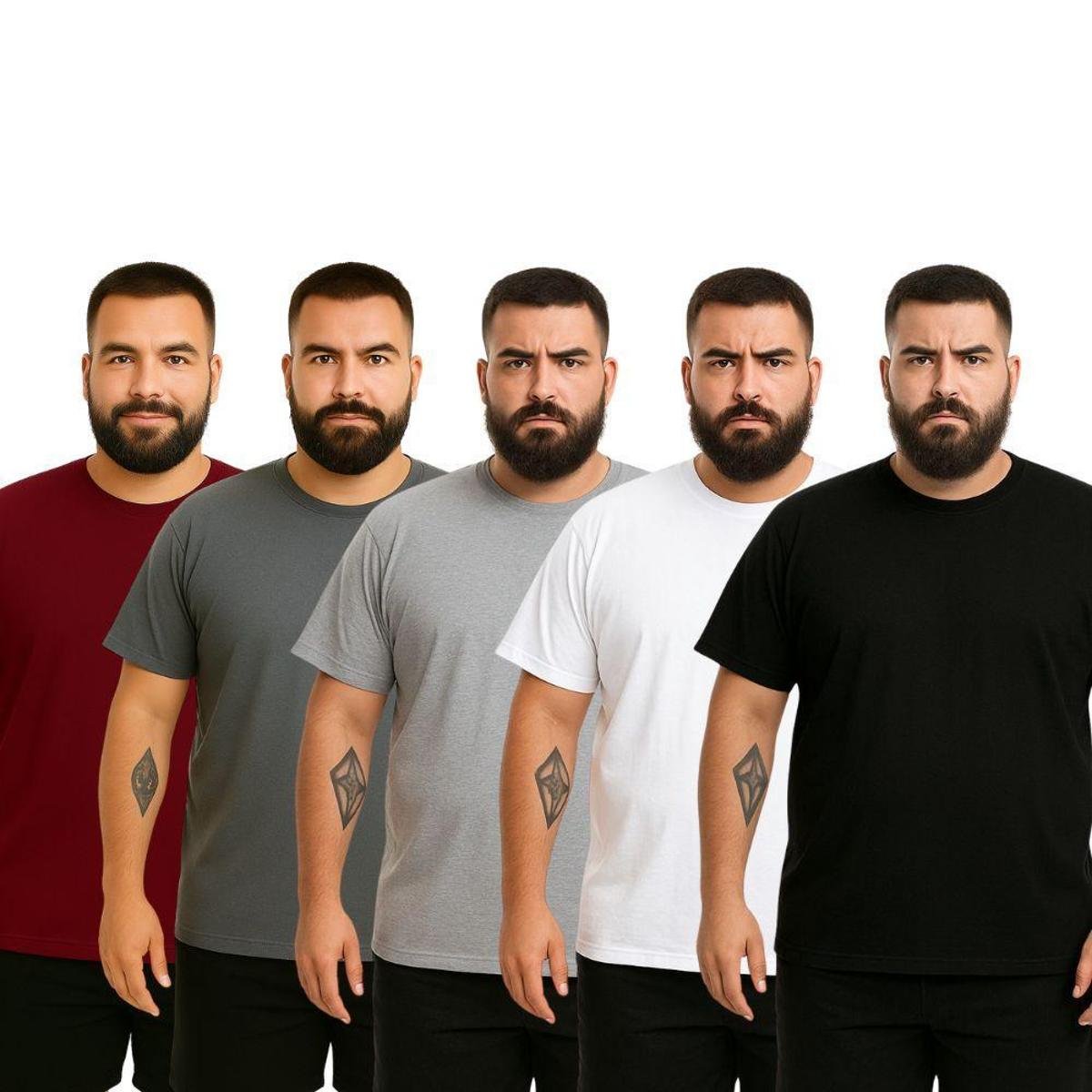 Kit 5 Camisetas Masculina Plus Size