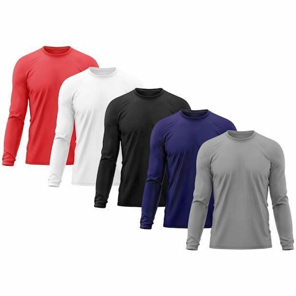 Kit 5 Camisetas Masculinas Proteção Uv Dry Manga Longa