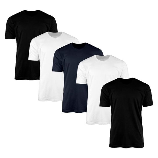 Kit 5 Camisetas SSB Brand Masculina Lisa 100% Algodão - Preto+Marinho Menor preço em Kit 5 Camisetas SSB Brand Masculina Lisa 100% Algodão - Preto+Marinho