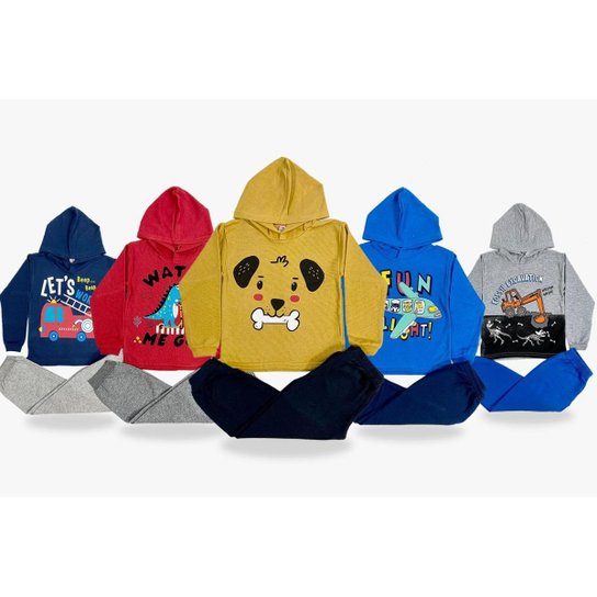 Kit 5 Conjunto Com Capuz Moletom Infantil Menino Atacado Tam 1/2/3/4/6/8 - Azul é ruim? Kit 5 Conjunto Com Capuz Moletom Infantil Menino Atacado Tam 1/2/3/4/6/8 - Azul é boa?