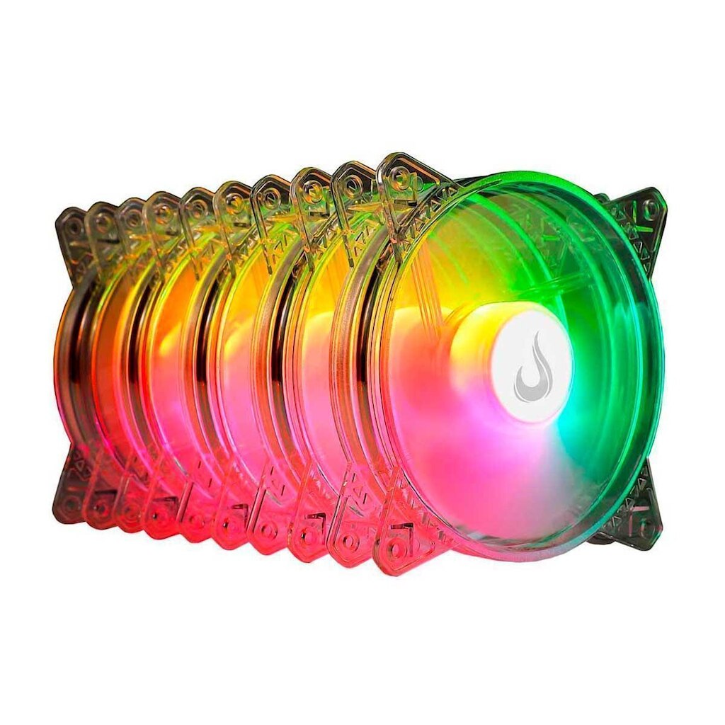 Kit 5 Coolers 120mm Rise Mode Crystal Sound - LED ARGB - Transparente - RM-CS-02-ARGB
