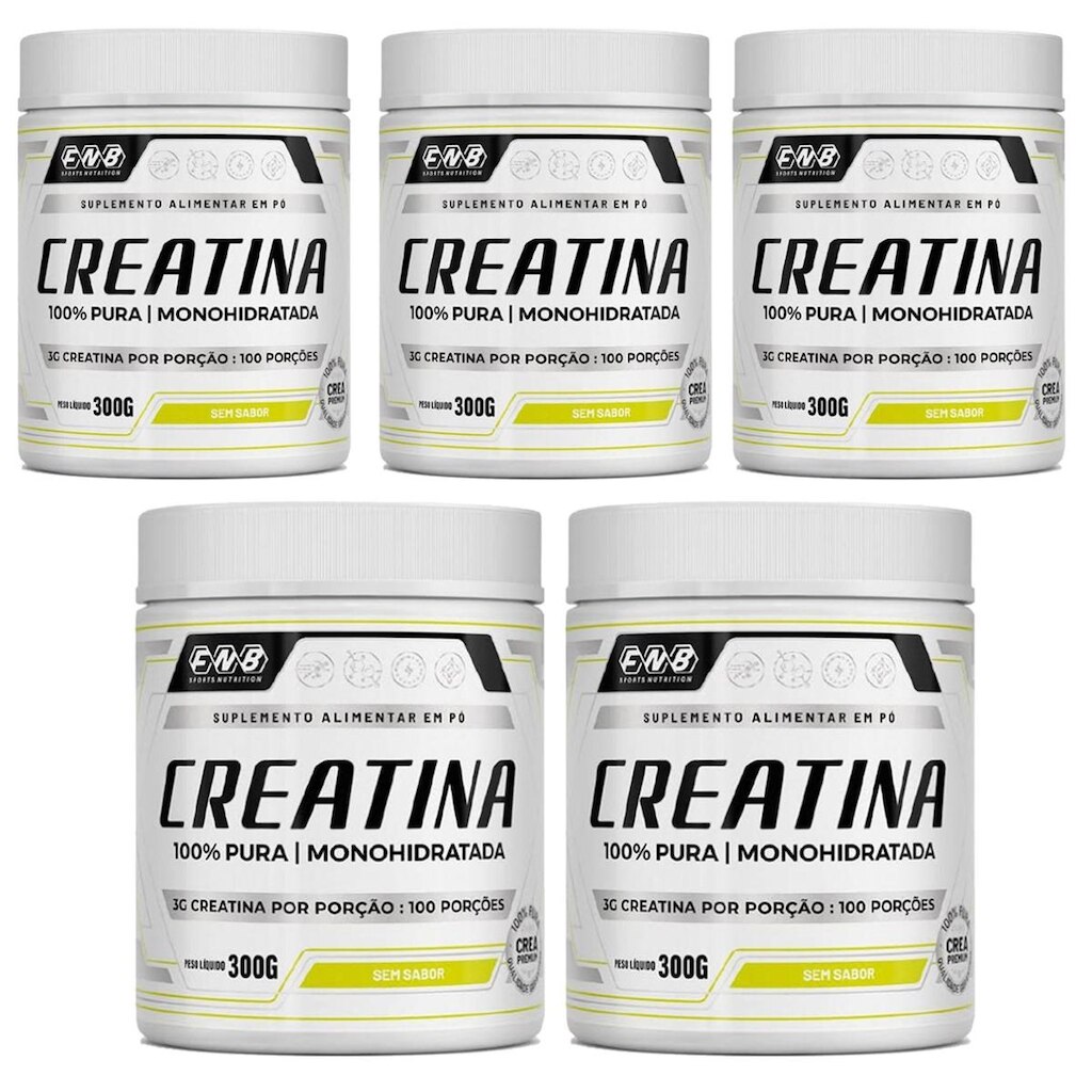 Kit 5 Creatina 100%Pura Monohidratada Sem Sabor 5x300g FNB Sports Nutrition