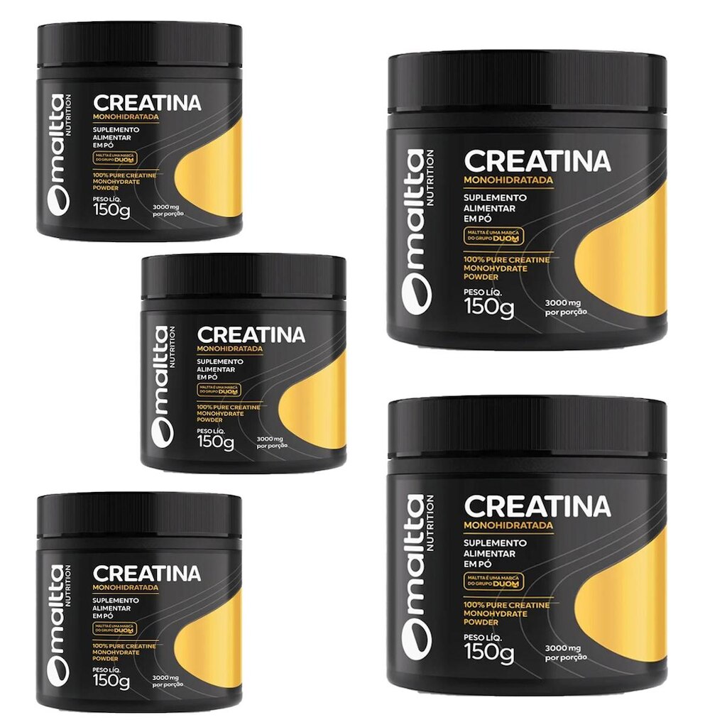 Kit 5 Creatina Monohidratada em pó Sem sabor 5x150g Maltta