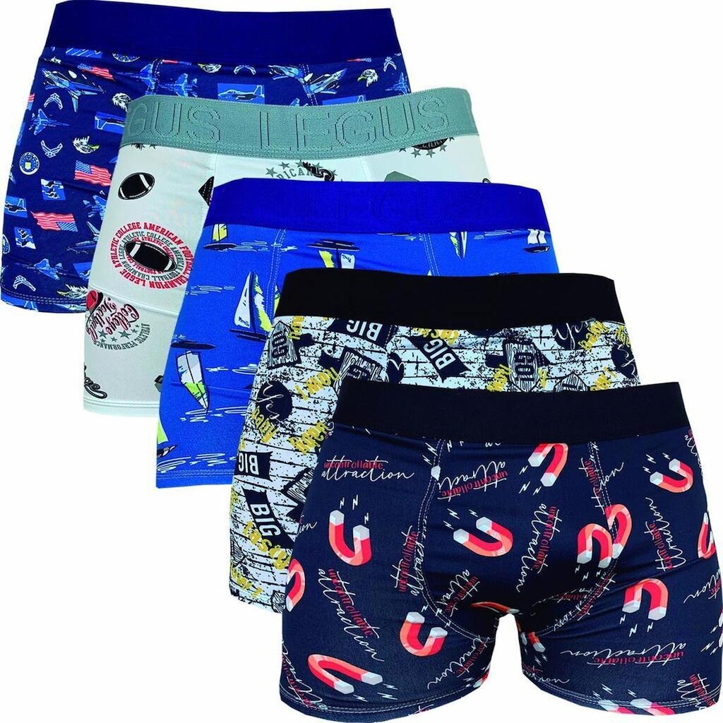 Kit 5 Cuecas Box Boxer Em Microfibra Estampada Adulto