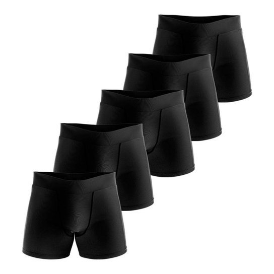 Kit 5 Cuecas Boxer Adulto Microfibra Confort Cuecas Box - Preto Menor preço em Kit 5 Cuecas Boxer Adulto Microfibra Confort Cuecas Box - Preto