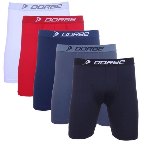 Kit 5 Cuecas Long Leg Dorbe - Vermelho+Azul Menor preço em Kit 5 Cuecas Long Leg Dorbe - Vermelho+Azul