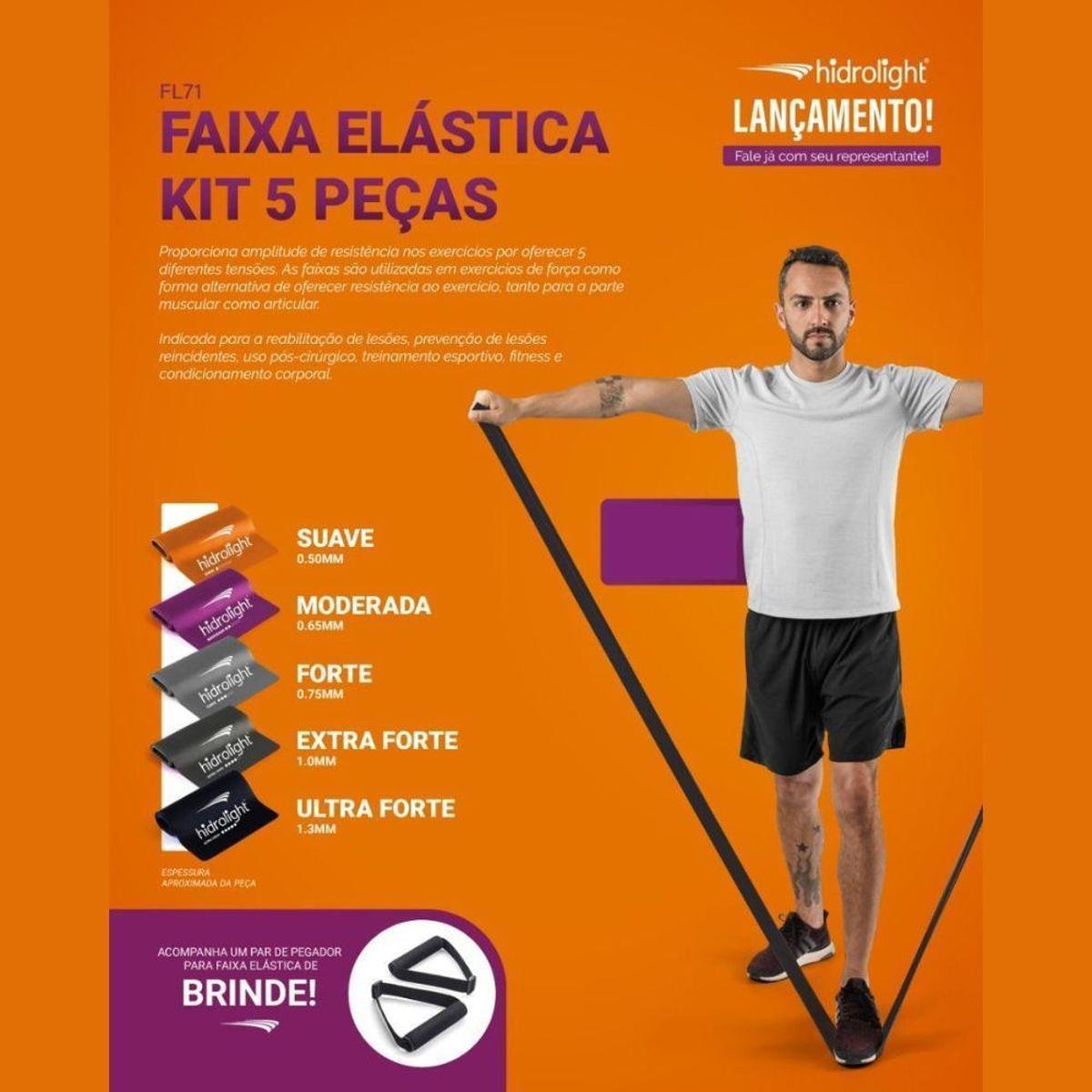 kit 5 Faixas Elástica Hidrolight TPE Unissex Menor preço em kit 5 Faixas Elástica Hidrolight TPE Unissex