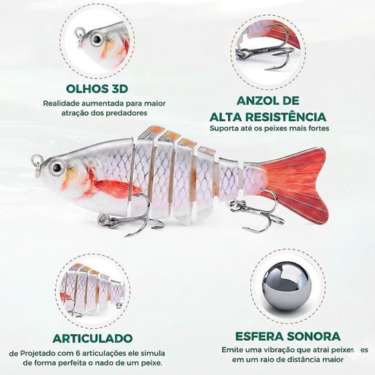 Kit 5 Isca Artificial Articulada Lambari Pesca Lorben