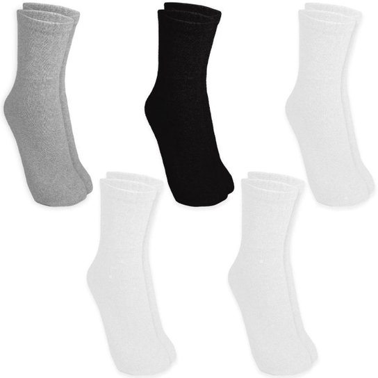 Kit 5 Meias Esportiva Advance Cano Alto Masculina - Branco+Cinza Menor preço em Kit 5 Meias Esportiva Advance Cano Alto Masculina - Branco+Cinza