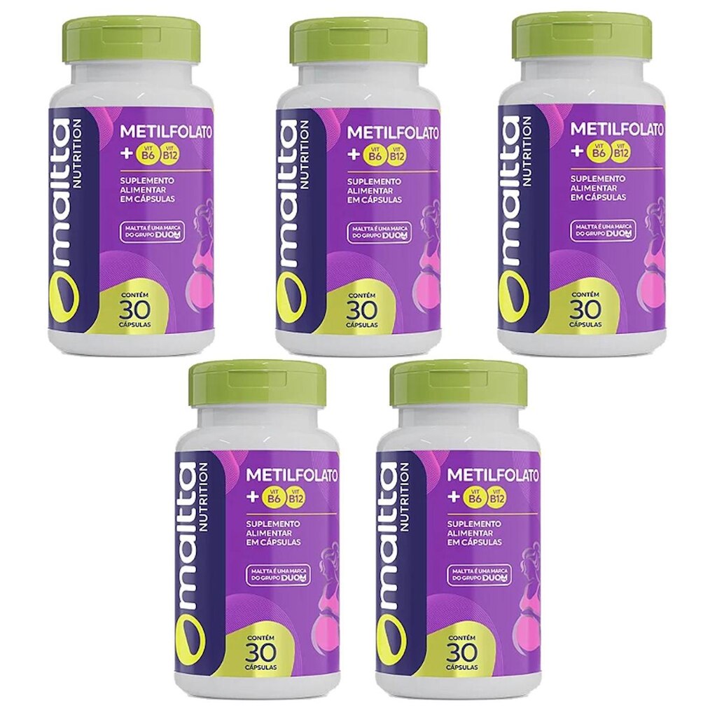 Kit 5 Metilfolato com Vitaminas B6 e B12 5x30 cápsulas Malta