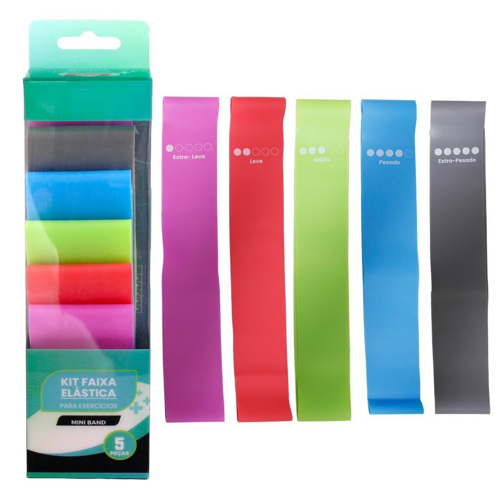 Kit 5 Minibands Faixa Elástica Treino Exercicios Resistencia