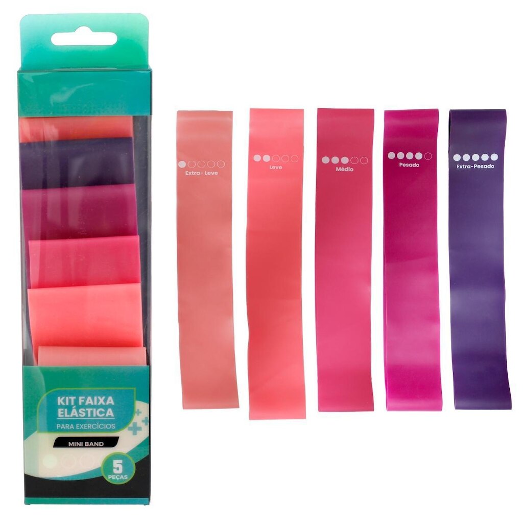Kit 5 Minibands Faixa Elástica Treino Exercicios Resistencia
