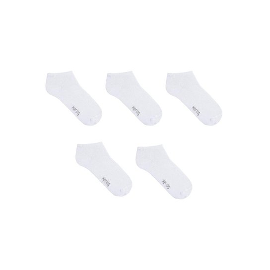 Kit 5 Pares De Meias Cano Curto Unissex - Branco Menor preço em Kit 5 Pares De Meias Cano Curto Unissex - Branco