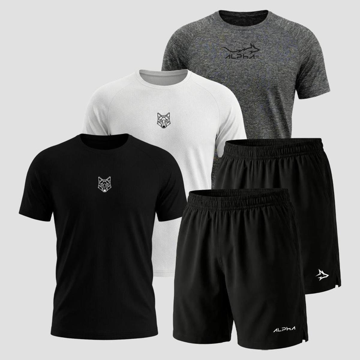 kit 5 pecas dry 3 camisetas e 2 bermudas alpha personalizacao kit 5 pecas dry 3 camisetas e 2 bermudas alpha personalizacao