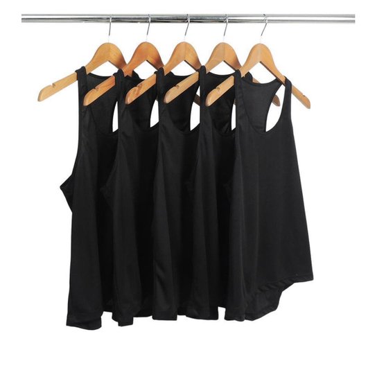 Kit 5 Regatas Femininas Dry Academia Fitness Treino - Preto Menor preço em Kit 5 Regatas Femininas Dry Academia Fitness Treino - Preto