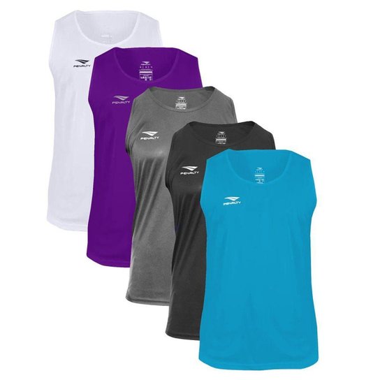 Kit 5 Regatas Penalty X Masculino - Branco+Azul Menor preço em Kit 5 Regatas Penalty X Masculino - Branco+Azul