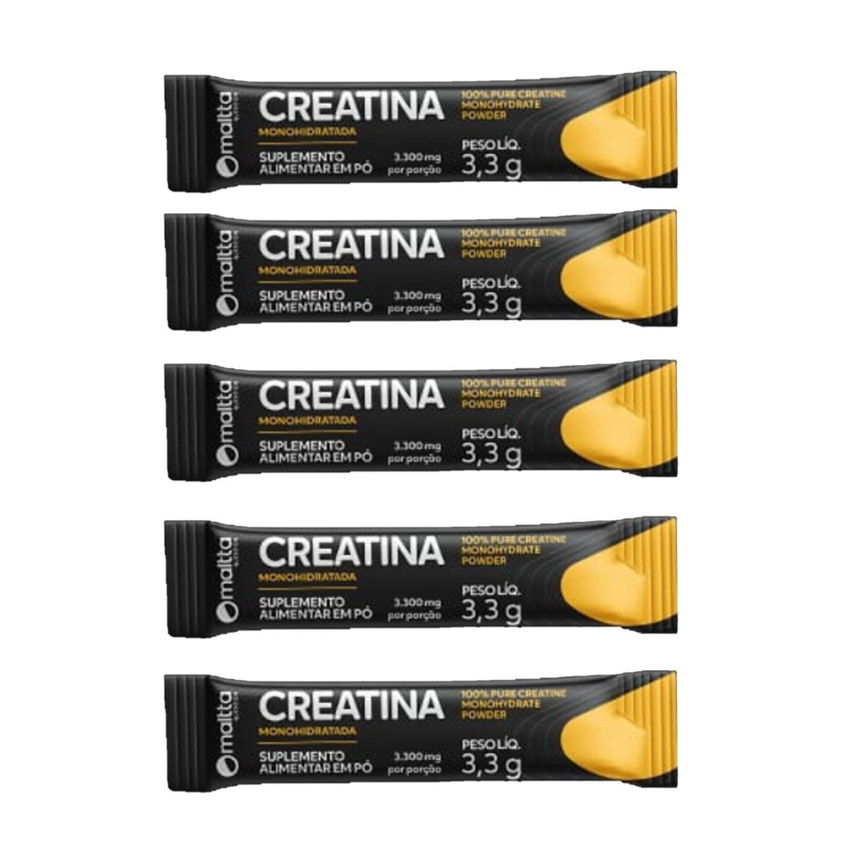 Kit 5 Sachês Creatina em pó 5x1 sachê de 3,3g Sem Sabor Maltta
