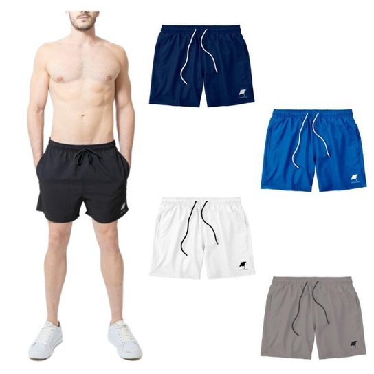 KIT 5 Shorts Arraia Maori Bermuda Praia Masculino Básico Mauricinho Tactel com Elastano - Preto+Marinho Menor preço em KIT 5 Shorts Arraia Maori Bermuda Praia Masculino Básico Mauricinho Tactel com Elastano - Preto+Marinho
