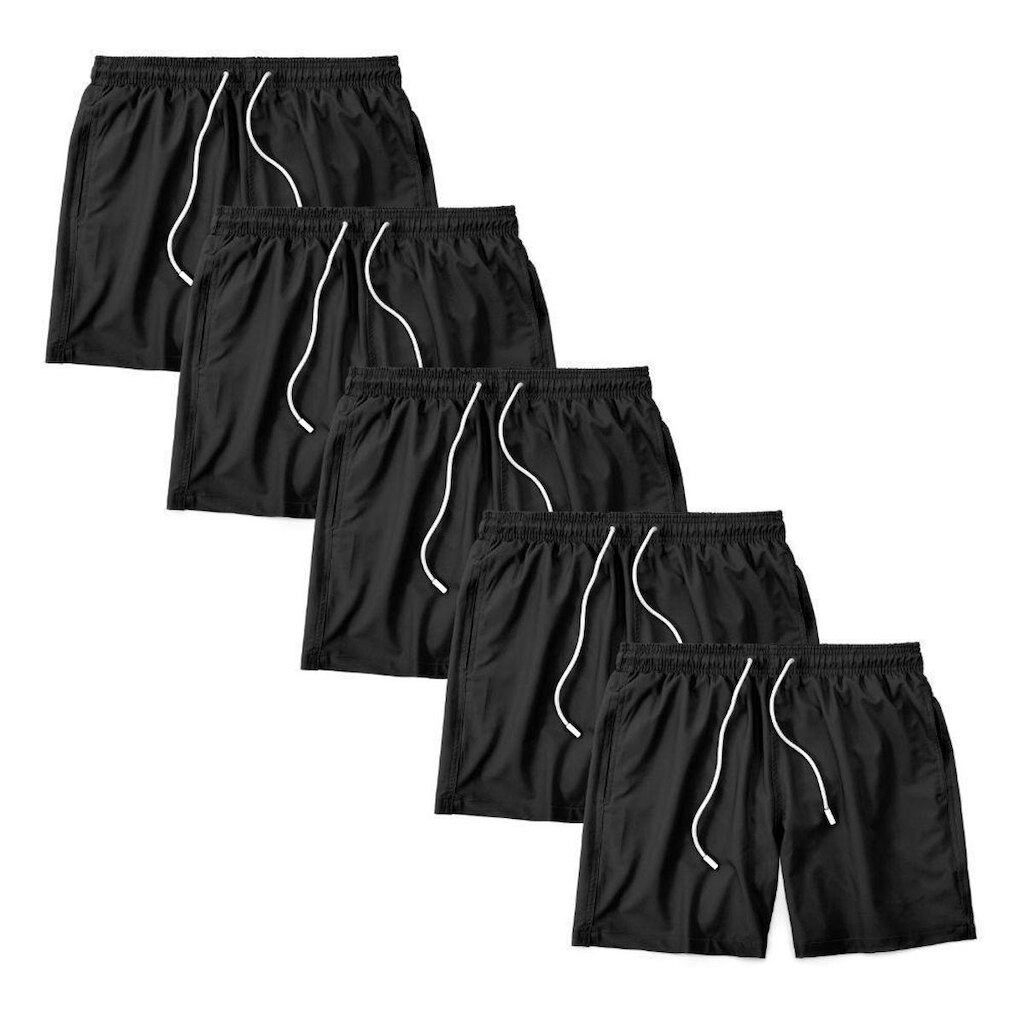Kit 5 Shorts Bermuda Masculino Tactel Liso Praia Academia