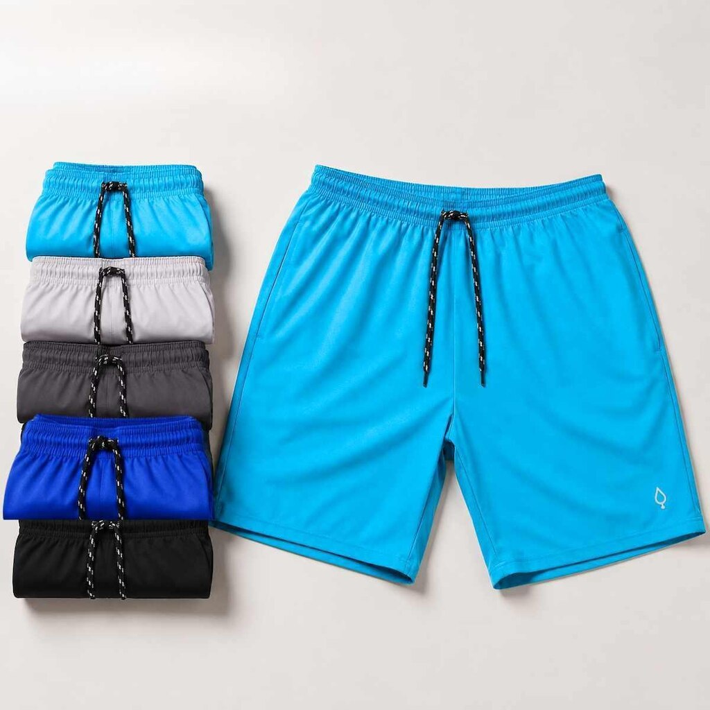 Kit 5 Shorts Tactel com elastano Básico Resina Liso Masculino Leve e confortável