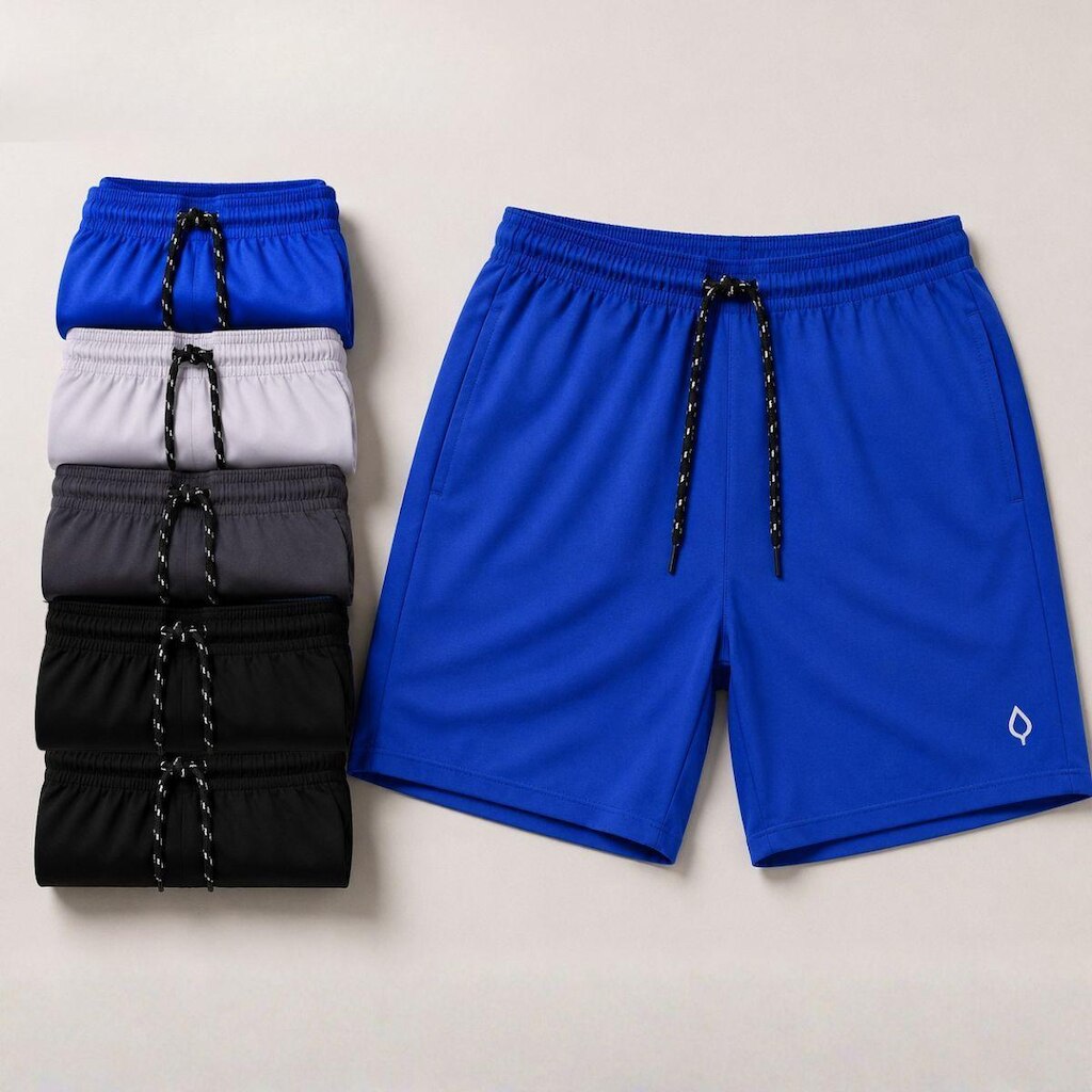 Kit 5 Shorts Tactel com elastano Básico Resina Liso Masculino Leve e confortável
