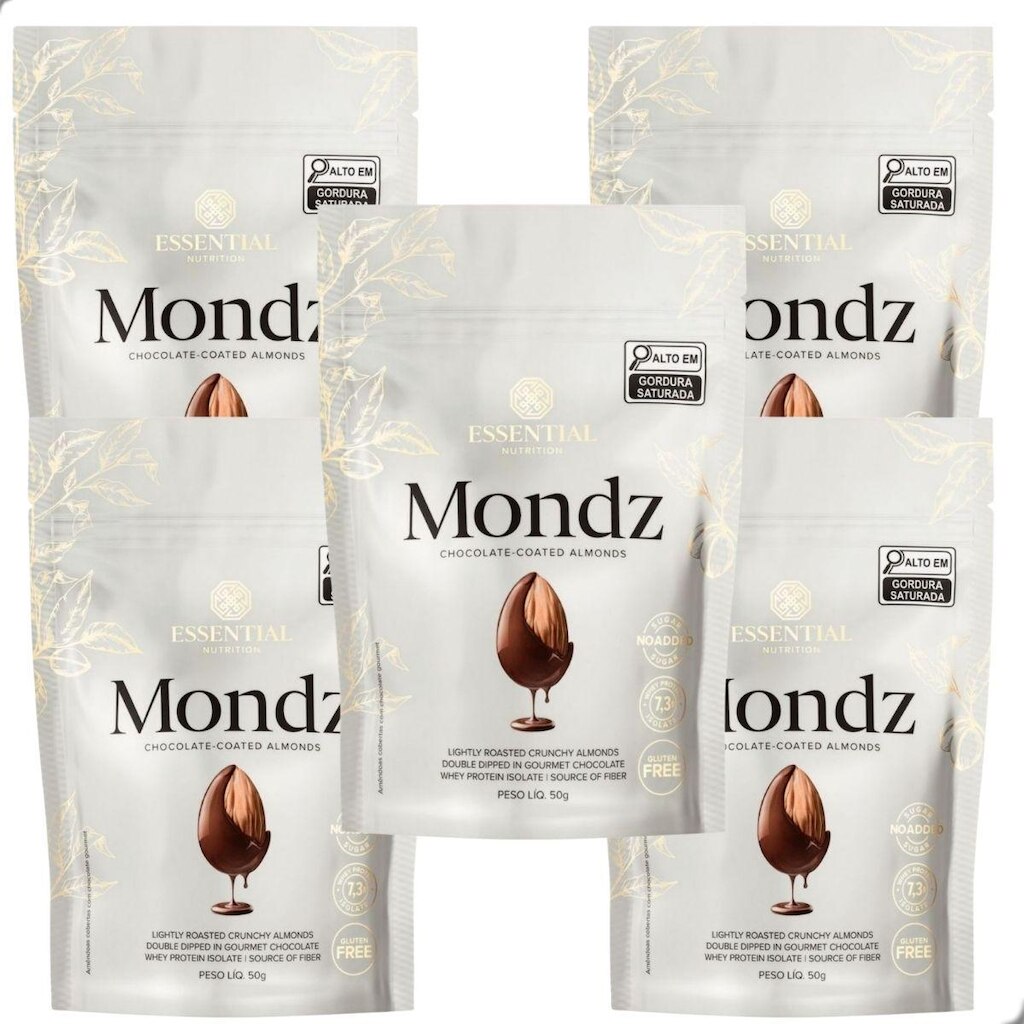 Kit 5 Snack Amendoas de Chocolate Mondz 50g Essential
