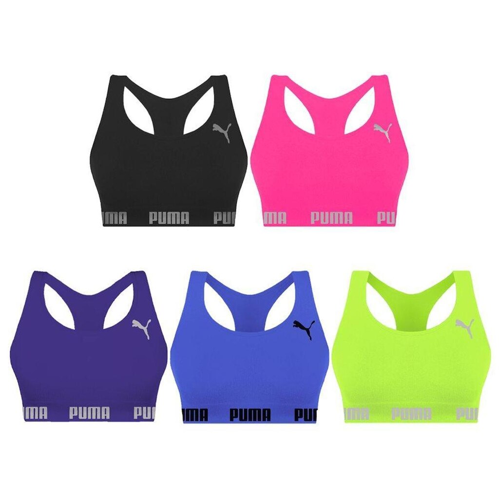 Kit 5 Tops Puma Nadador Sem Costura Feminino
