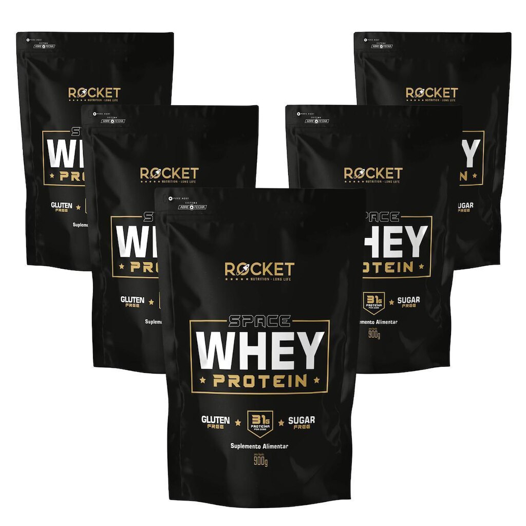 Kit 5 Whey Protein Academia Ganho De Massa Space Rocket