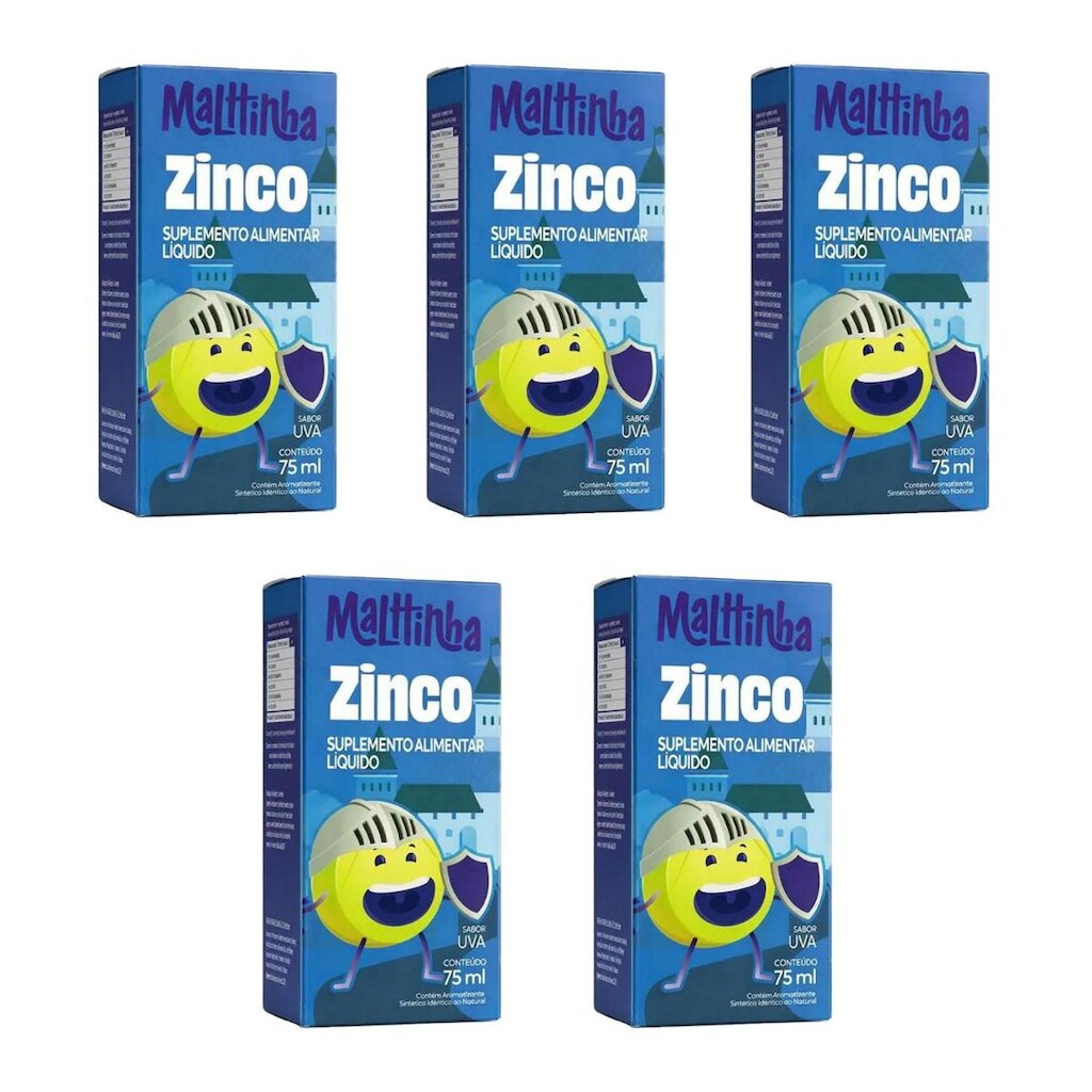 Kit 5 Zinco 5x75ml Sabor Uva Malttinha Maltta Malttinha Maltta