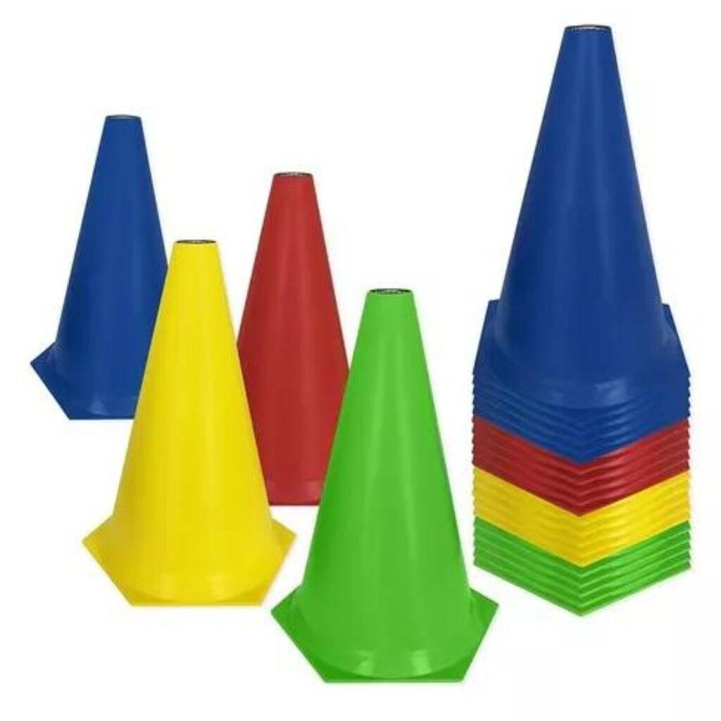 Kit 50 Cones Marcação PVC 24cm Esporte Funcional Agilidade